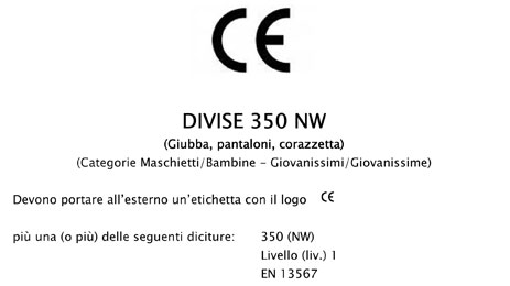 Marchio CE - Divise 350 NW