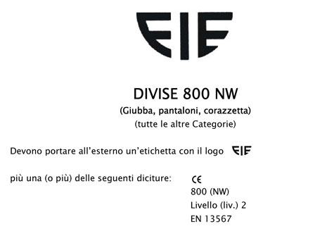 Marchio FIE - Divise 800 NW
